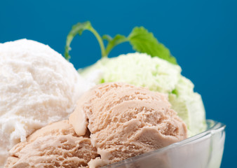 ice cream in a glass vase.