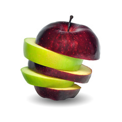 red and green apple