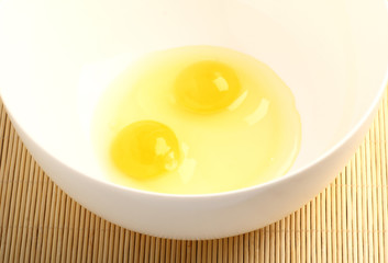 Eggs in a white bowl