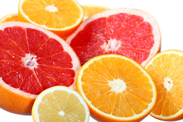 Citrus fruits: orange, grapefruit and lemon