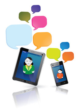 smartphone, tablette tactile, avatar et r&eacute;seaux sociaux