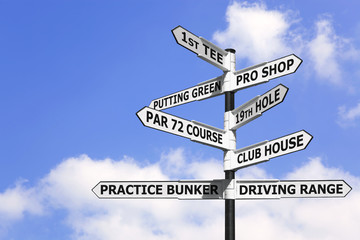 Golf course signpost