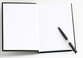 Opened book with blank pages