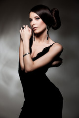 alluring woman in black dress