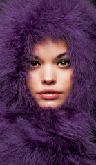 alluring woman in violet fur