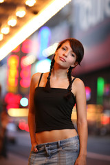Beautiful petite woman in New York City