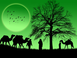 An Islamic sunset background