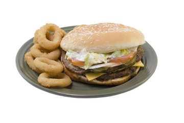 double cheeseburger onion rings