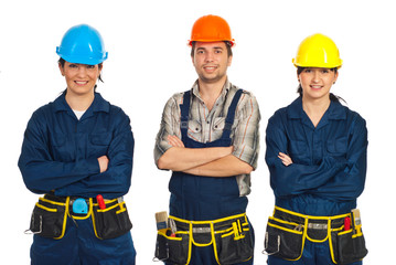 Constructor workers team with hands crossed