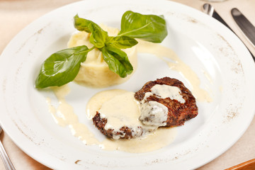 beef steak with potatoes