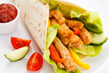 Kebab - grilled meat and vegetables