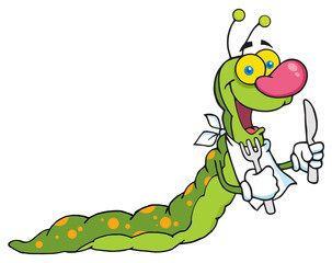 Happy Caterpillar Mascot Cartoon Character
