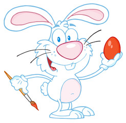 White Rabbit Painting Easter Egg