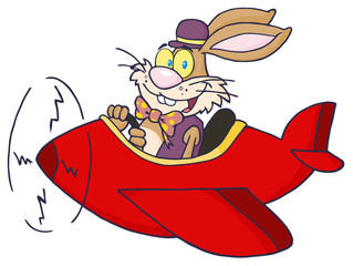 Lapin de Pâques volant avec avion