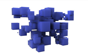 Random array of blue cubes