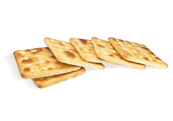 Six crackers isolated on a white background