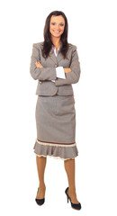 Isolated full-body portrait of a beautiful business woman