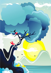 abstract sea landscape art