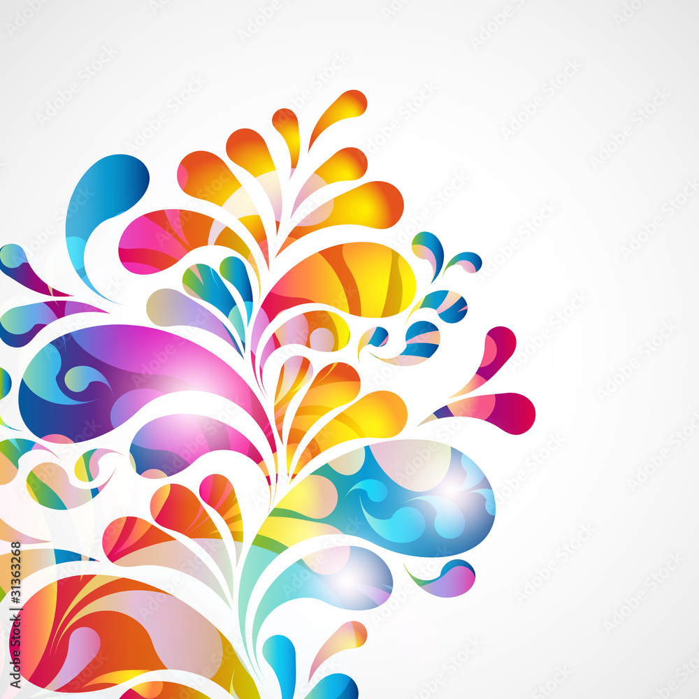 Poster abstract background with bright teardrop-shaped arches.