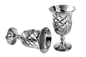 silver old glasses isolated on white background