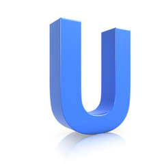 3d Blue Letter U
