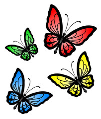 Fototapeta na wymiar Set of abstract vector big colorful butterfly