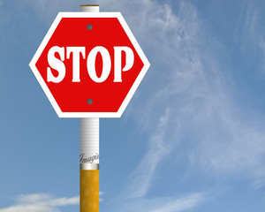 Stop cigarette road sign