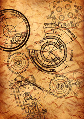 parchment sheet with blueprint