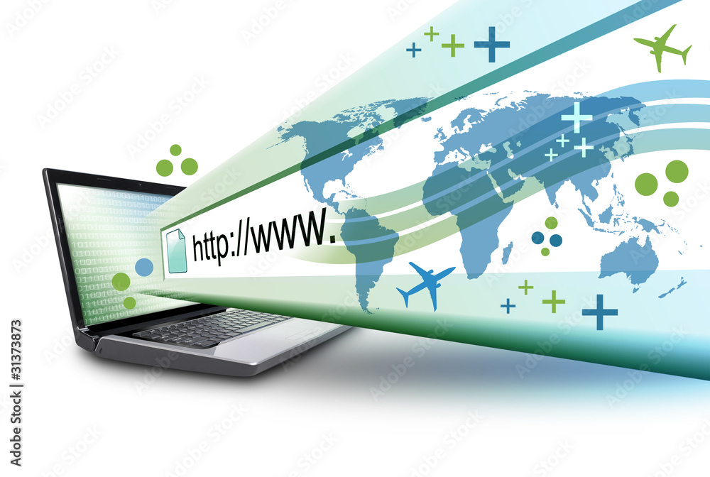 Wall mural abstract laptop internet computer with url
