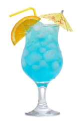 Blue Curacao cocktail with orange