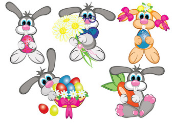 Bunnys With Easter Eggs