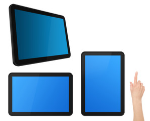 Set of Interactive Touch Screen Tablets with Hand