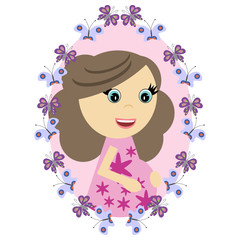 pregnant woman in frame with butterflies