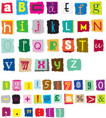ransom style muddled alphabet