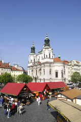 Fototapeta premium St Nicolas Church in Market Square Prague Czech Republic