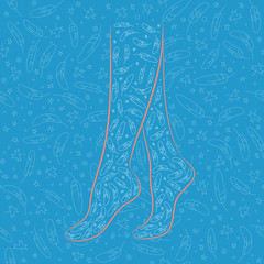 Vector silhouette of women's feet