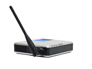 Isolated Wireless router on a white background