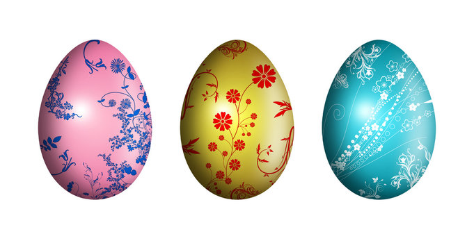 Easter eggs with floral ornament - illustration