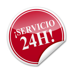 Pegatina ¡SERVICIO 24H! con reborde