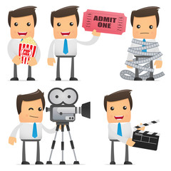 set of funny cartoon manager