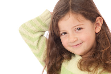 young girl with arm behind head