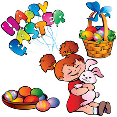 Easter set. Happy easter. Vector art-illustration.
