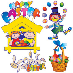 Obraz na płótnie Canvas Easter set. Happy easter. Vector art-illustration.