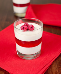 Panacota dessert with strawberries on the top