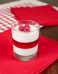 Panacotta dessert with strawberries on the top