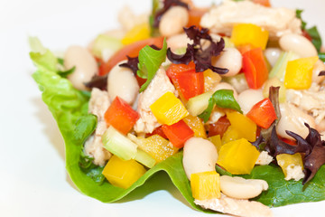 Closeup of tuna salad with beans