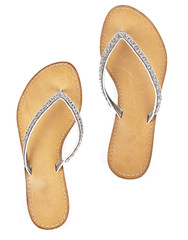 Flip Flops with Leather Soles Isolated on White