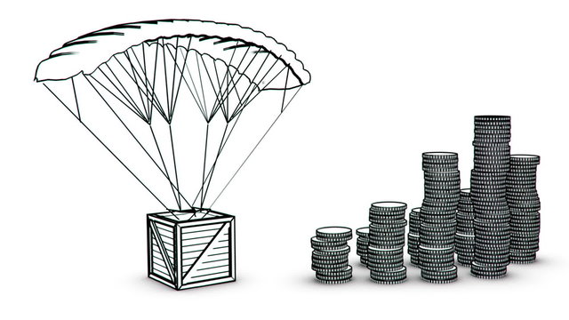 parachute box  with coins