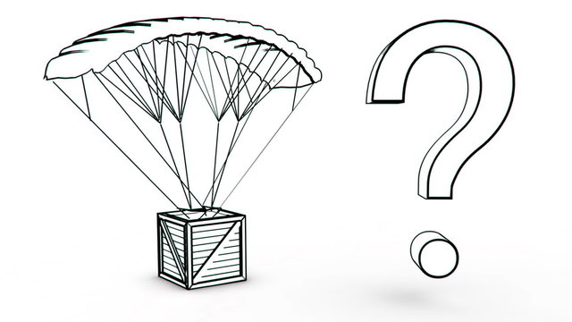 parachute box  with question sign