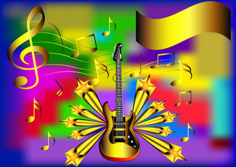 background with star note and guitar